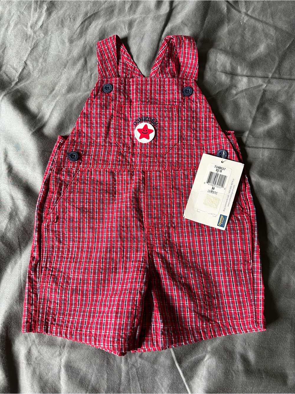 OshKosh B'gosh Red Plaid Short Overalls